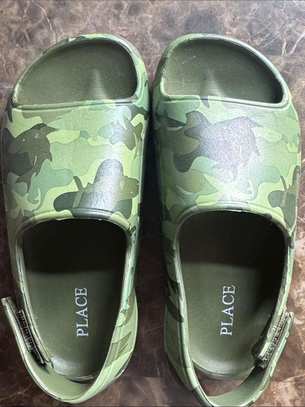 The Children's Place Green Camo Slide Sandals with Back Strap